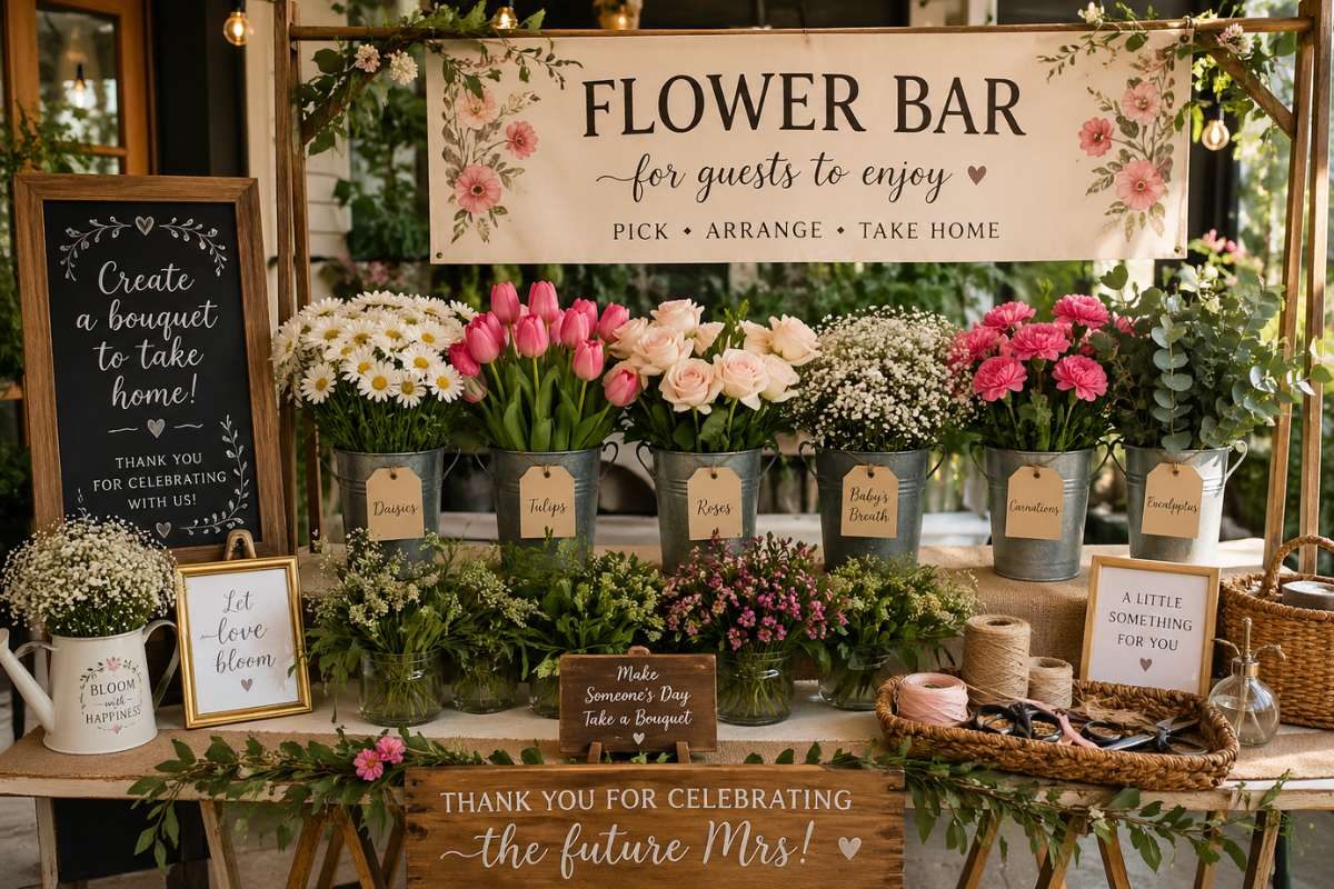 flower bar bridal shower diy bouquet station