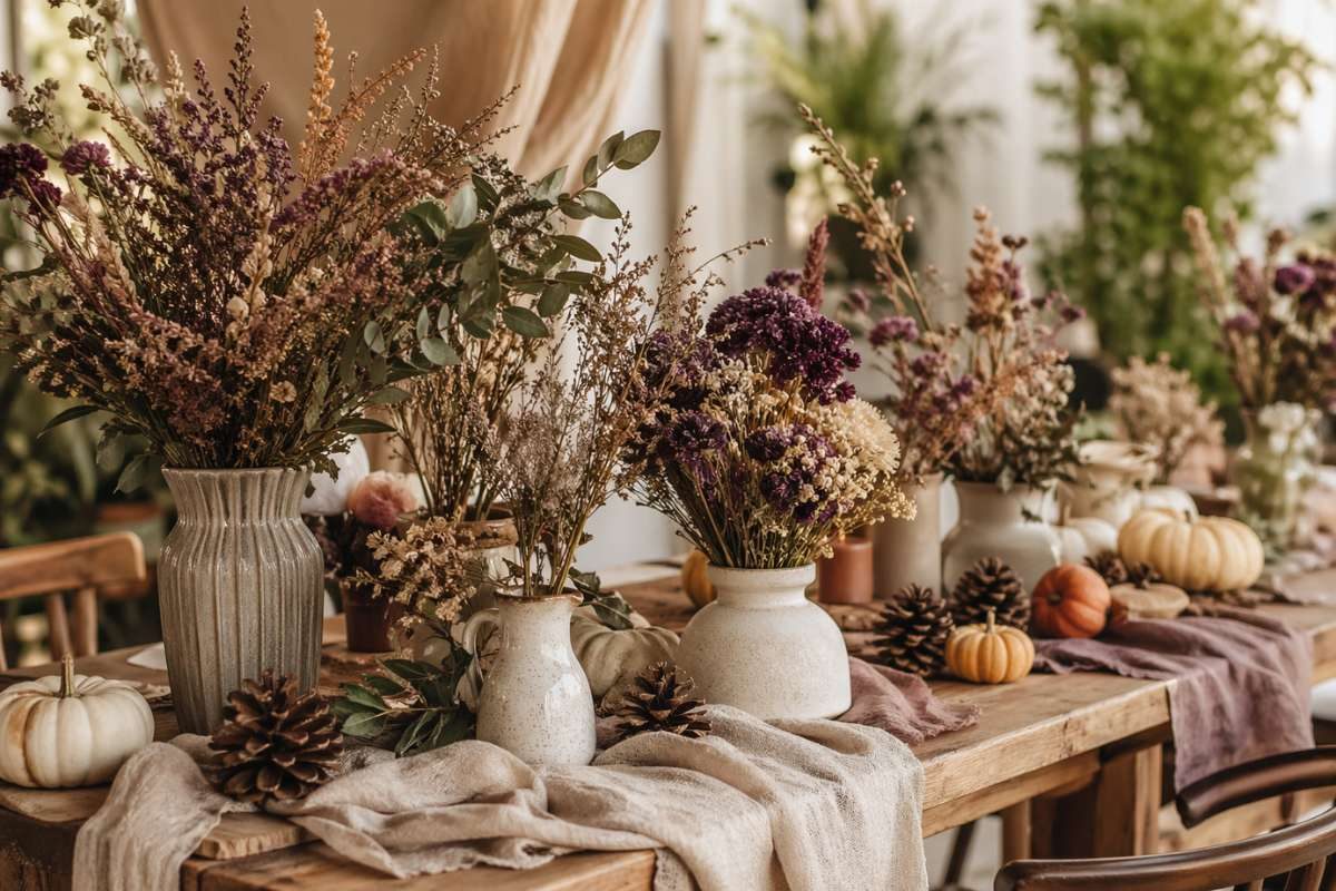 rustic fall wildflower baby shower decor